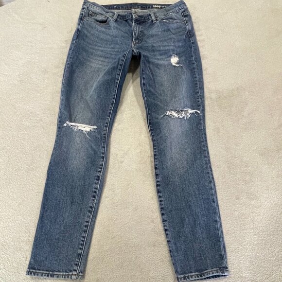GAP Distressed Mid-Rise Skinny Jeans Size 32 Tall - Picture 10 of 16